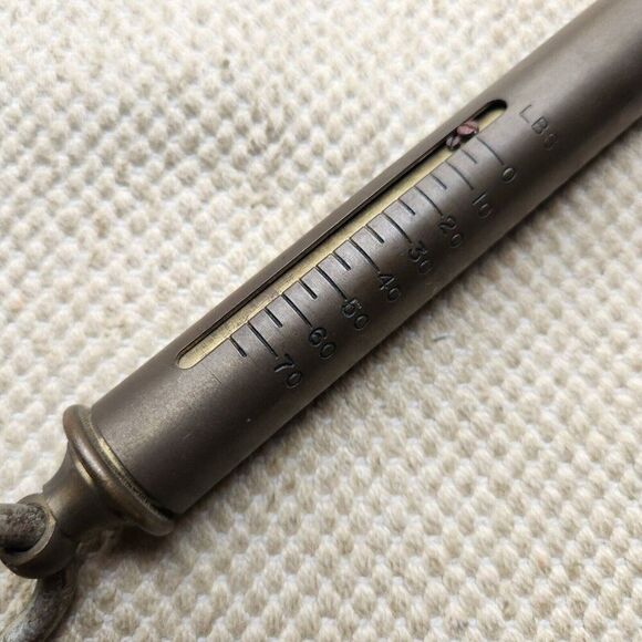 CHATILLON 75 LB Tube Hook Vertical Scale Made in NY USA Functional 13.5" Brass - Picture 3 of 6